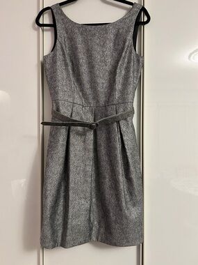White House Black Market Metallic Gray Sleeveless Belted Mini Dress